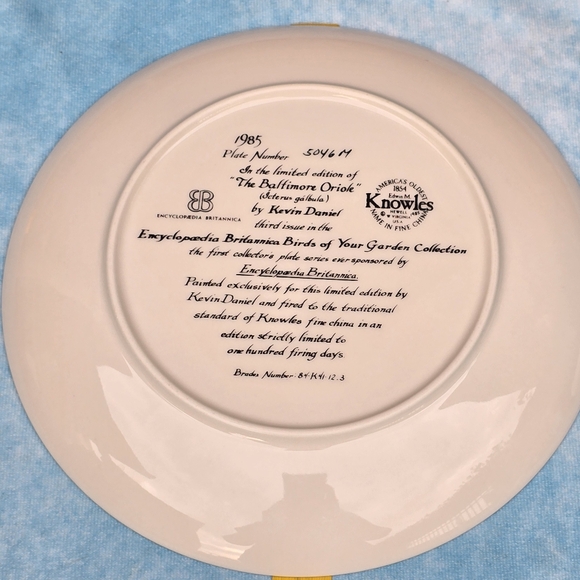 Collectible Plates Limited Edition of Baltimore Oriole 1985 - Picture 3 of 6